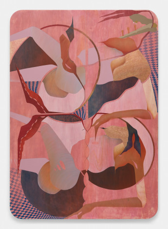 Maryam Hoseini, Swells, 2025, Oil, acrylic, ink and color pencil on wood panel