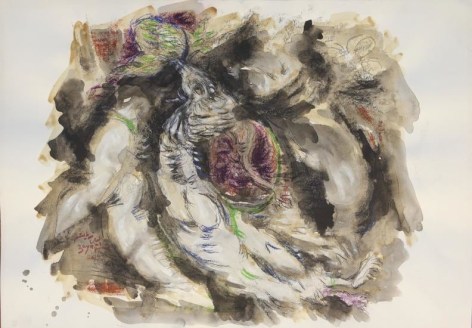 Elias Zayat,&nbsp;Study, 2014, Ink and water color on paper, 52 x 74 cm