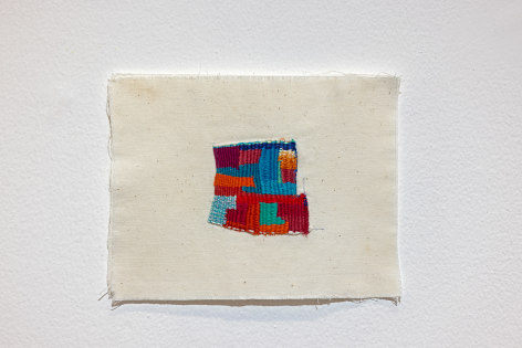 Majd Abdel Hamid, Research (how long was the thread IV), 2022, Cotton thread on fabric, 21.5 x 27.5 cm