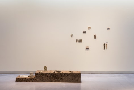 Rossella Biscotti and Ma&iuml;a Beyrouti,&nbsp;Sand Portables&nbsp;Series, 2025, Installation view at Sharjah Biennial 16, Al Mureijah Square, Sharjah, 2025