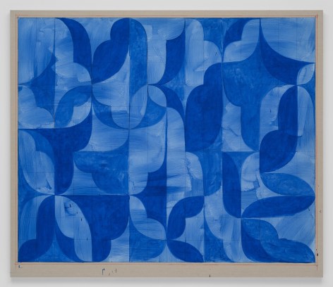 Kamrooz Aram, Untitled (lapis lazuli Arabesque), 2023, Lapis lazuli oil paint and pencil on linen, 182.9 x 213.4 cm