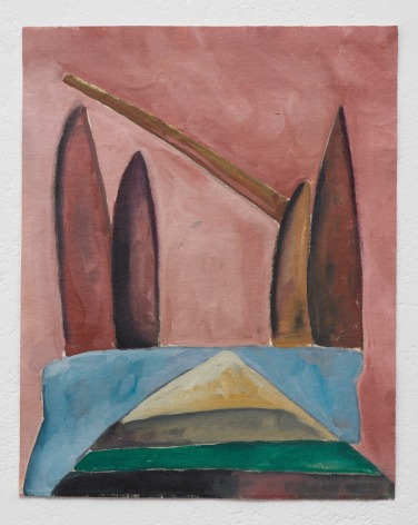Ana Mazzei, Landscape: pink sky, 2023-2024, Oil and pastel on canvas, 48.5 x 38.8 cm