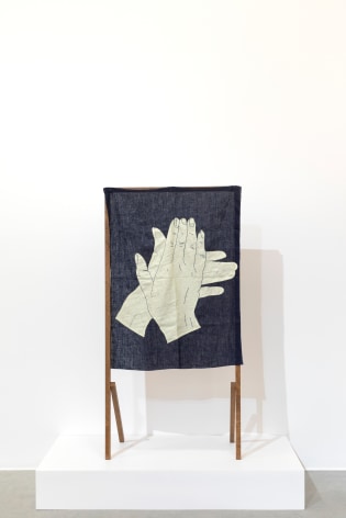 Ana Mazzei, Run Rabbit Run: My Hands, 2018, Beechwood and cambric linen