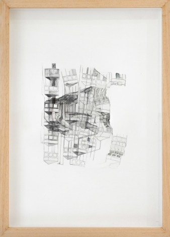 Asma Belhamar, Window Observation No.1,&nbsp;2020, Acrylic, watercolour, carbon graphite on paper, 50 x 35 cm