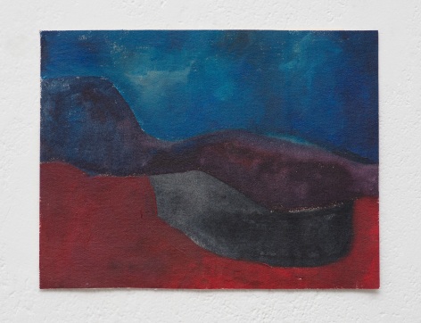 Ana Mazzei, Landscape: red lake, 2023-2024, Oil and pastel on canvas, 26.2 x 34.3 cm