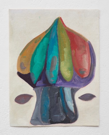 Ana Mazzei, Cage: mushroom, 2023-2024, Oil and pastel on canvas, 41.2 x 31.5 cm
