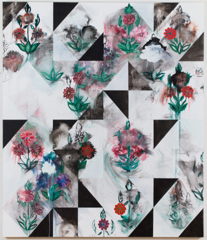 Kamrooz Aram, Untitled (Palimpsest), 2013, Oil, charcoal and oil crayon on canvas, 213 x 183 cm