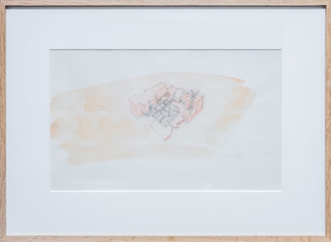 Chaouki Choukini, Citadelle 2, 1989, Pencil and watercolor on paper, 24 x 38.8 cm