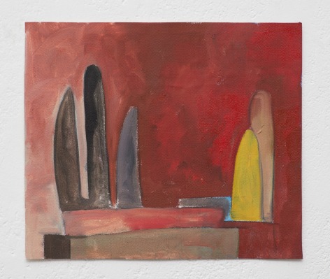 Ana Mazzei, Landscape: red sky, 2023-2024, Oil and pastel on canvas, 31 x 36.3 cm