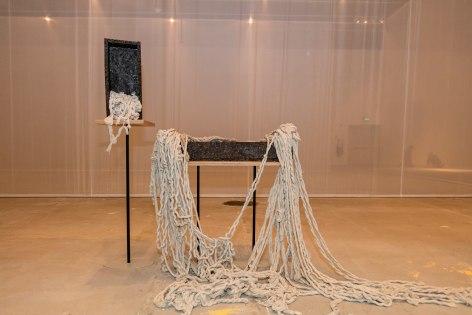 Afra Al Dhaheri, To detangle Series, 2020, Rope, artist&rsquo;s hair and cotton