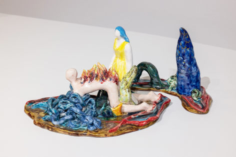 Dorsa Asadi, Elle leading the sinnerman through the Inferno, 2022, Ceramics, Composed of 2 pieces