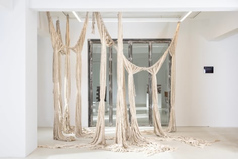 Afra Al Dhaheri, Chronic Knots, 2025, Rope and Steel Chains, 310 x 290 x 220 cm