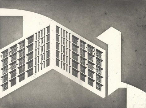 Seher Shah,&nbsp;Unit Object (gate), 2014, Etching with aquatint on Arches paper