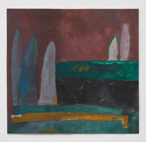 Ana Mazzei, Landscape: 5 trees, 2023-2024, Oil and pastel on canvas, 38 x 40.5 cm