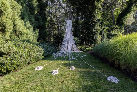 Afra Al Dhaheri,&nbsp;Tangle, Untwist, REWIND - Sweat For Years To Come, 2023, Installation view at The Watermill Center, New York, NY, 2023