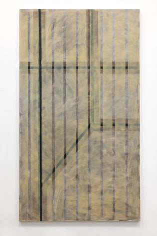 Afra Al Dhaheri, I met a line and we made paintings, 2022, Acrylic on wood panel, 210 x 120 x 3.5 cm