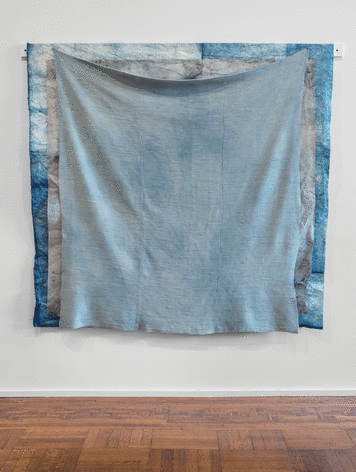 Martha Tuttle &quot;Grasses&quot;, 2016 Wool, paper, indigo, woad and iron on wood support 60 x 67 inches