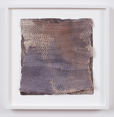Martha Tuttle &quot;Cold Water (7)&quot;, 2015 Wool, paper, logwood, hematite, and steel iron 8-3/4 x 8-1/2 inches