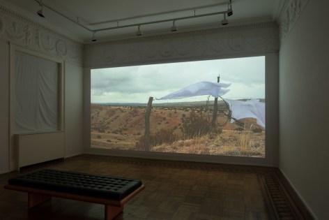 This image is an installation view of the exhibition of artworks by Martha Tuttle titled &quot;Wild irises grow in the mountains&quot;.