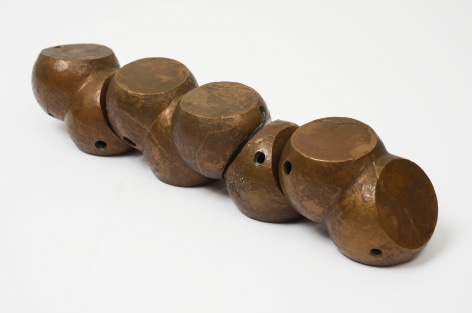 This is an image of a bronze sculpture made by Ruth Vollmer in 1965-66 titled: Trimer, Monomer, Dimer.