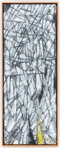 This is an image of a painting made by Zachary Armstrong in 2022 titled: B/w yellow abstract.