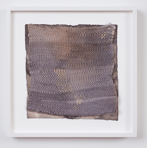 Martha Tuttle &quot;Cold Water (4)&quot;, 2015 Wool, paper, logwood, hematite, and steel iron 9 x 8-1/2 inches