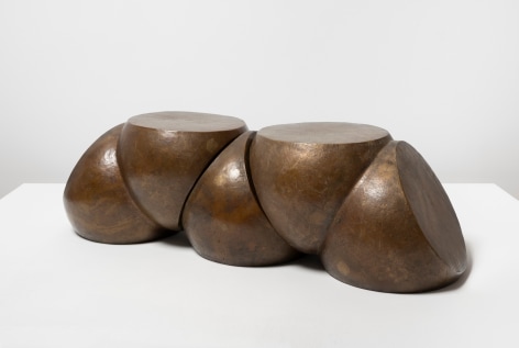 This is an image of a bronze sculpture made by Ruth Vollmer in 1965: Dimer, Monomer, Dimer.