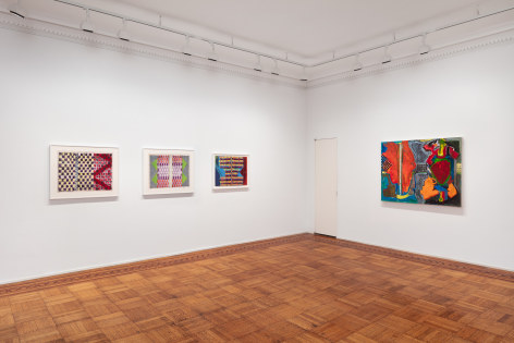 This is an image of an exhibition of paintings by Malcolm Mooney on view at Tilton Gallery.