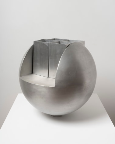 This is an image of a spun aluminum sculpture made by Ruth Vollmer in 1968 titled: In the Relation Three to Four.