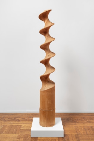 This is an image of a wood sculpture made by Ruth Vollmer in 1973 titled: Large Archimedean Screw.