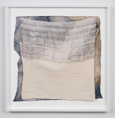 Martha Tuttle &quot;Clear Sound (3)&quot;, 2015 Wool, steel, silk, indigo, woad, clay, iron and paper 22-1/2 x 22-1/2 inches
