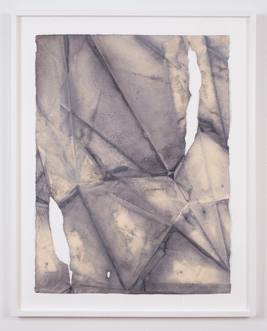 Martha Tuttle &quot;Rupture Drawing (13)&quot;, 2015 Indigo, clay, and iron on paper 29-3/4 x 22 inches