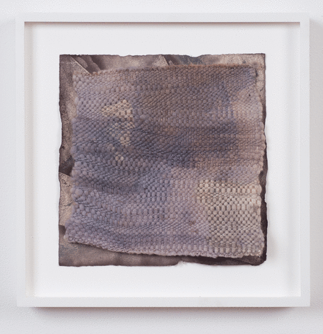 Martha Tuttle &quot;Cold Water (5)&quot;, 2015 Wool, paper, logwood, hematite, and steel iron 8-3/4 x 8-1/2 inches