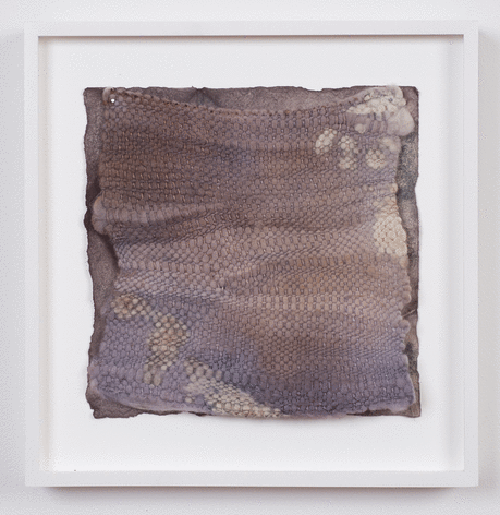 Martha Tuttle &quot;Cold Water (8)&quot;, 2015 Wool, paper, logwood, hematite, and steel iron 8-1/2 x 8-3/4 inches