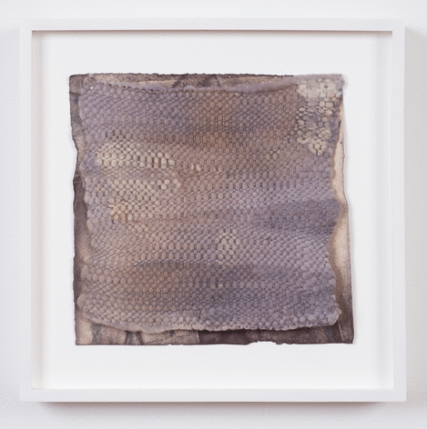 Martha Tuttle &quot;Cold Water (6)&quot;, 2015 Wool, paper, logwood, hematite, and steel iron 8-1/2 x 8-3/4 inches