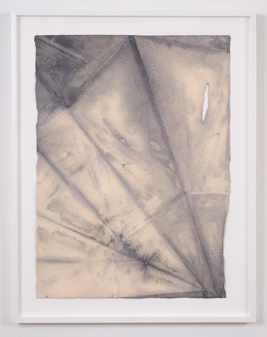 Martha Tuttle &quot;Rupture Drawing (12)&quot;, 2015 Indigo, clay, and iron on paper 29-3/4 x 22 inches