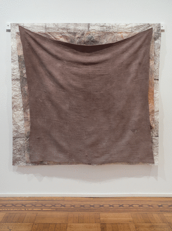 Martha Tuttle &quot;Flowers&quot;, 2016 Paper, wool, hematite, clay, logwood and iron on wood support 59-1/2 x 67 inches