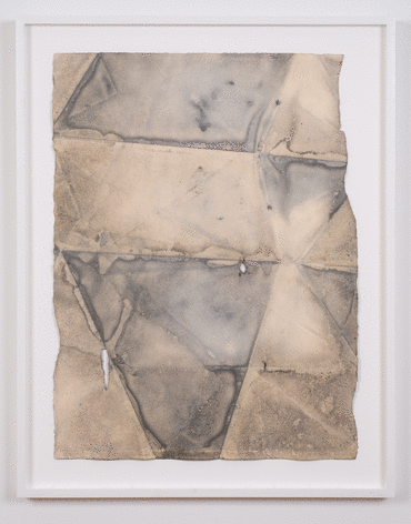 Martha Tuttle &quot;Rupture Drawing (6)&quot;, 2015 Woad, clay, and iron on paper 29-3/4 x 22 inches