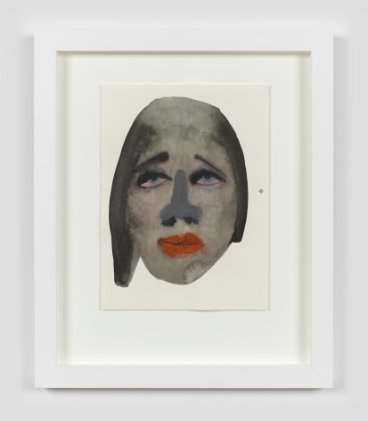 A framed work on paper by February James titled &quot;What's the matter with you?&quot; made in 2021 depicting a figure's face.