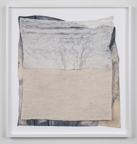 Martha Tuttle &quot;Clear Sound (1)&quot;, 2015 Wool, steel, silk, indigo, woad, clay, iron and paper 22-1/2 x 21 inches