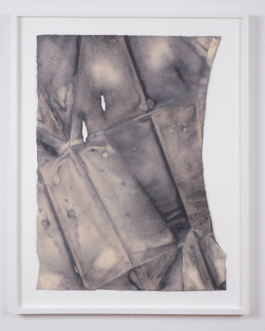 Martha Tuttle &quot;Rupture Drawing (11)&quot;, 2015 Indigo, clay, and iron on paper 29-3/4 x 22 inches