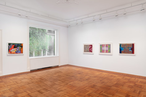 This is an image of an exhibition of paintings by Malcolm Mooney on view at Tilton Gallery.