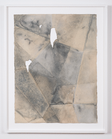 Martha Tuttle &quot;Rupture Drawing (5)&quot;, 2015 Woad, clay, and iron on paper 29-3/4 x 22 inches