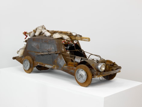 John Outterbridge &quot;Crack in the Road&quot;, 1990 Mixed media 17-1/2 x 47 x 15 inches
