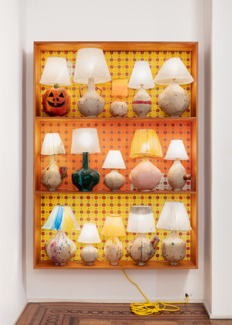 This is an image of an artwork by Zachary Armstrong made in 2022 titled: Shelf with lamps (15).