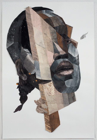 Yashua Klos &quot;Become a Ghost&quot;, 2015 Collage with oil based ink and woodblock prints on archival paper 54-5/8 x 37-5/8 inches