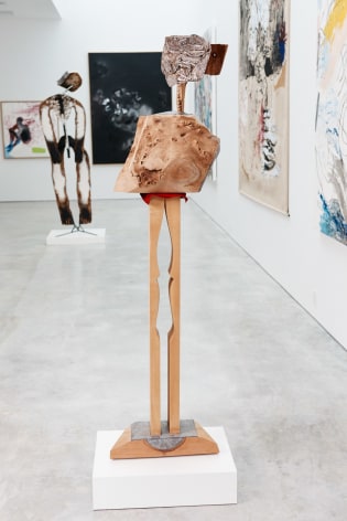 Wood, metal, mixed media sculpture