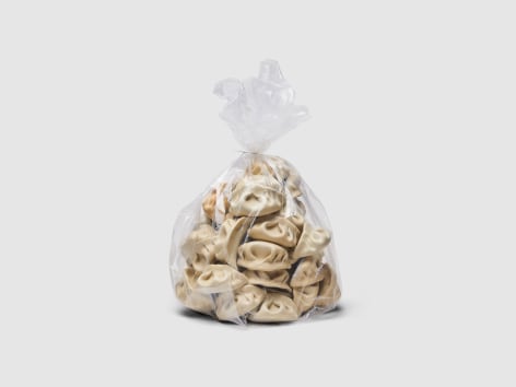 Stephanie H. Shih Dumplings, 2022 Porcelain, plastic bag, twist tie 13 x 9&frac12; x 8&frac12; in.