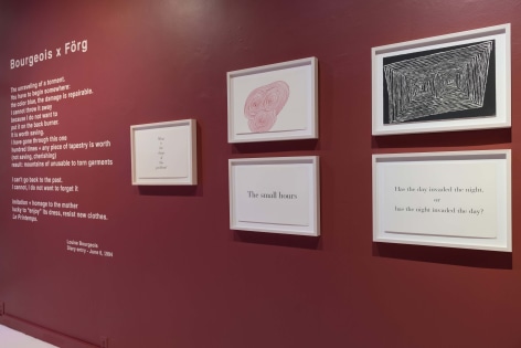 Installation view, 'Bourgeois X F&ouml;rg', 2018