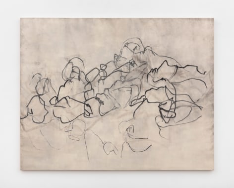 Beatrice Caracciolo  Innocenti, 2020, pigment, water soluble chalk, graphite, gouache on paper, mounted on canvas,  57 1/4 x 73 1/4 x 1 1/4 in. (145.4 x 186.1 x 3.2 cm)  signed and dated verso &quot;Beatrice Caracciolo 2020&quot;